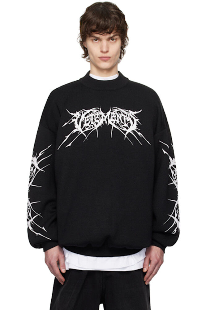 

Черный металлический свитер с логотипами VETEMENTS