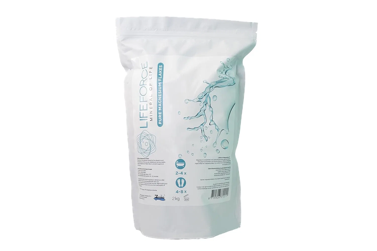 Соль для ванн Magnesium Flakes, 100% натуральный хлорид магния, 2 кг, Lifeforce