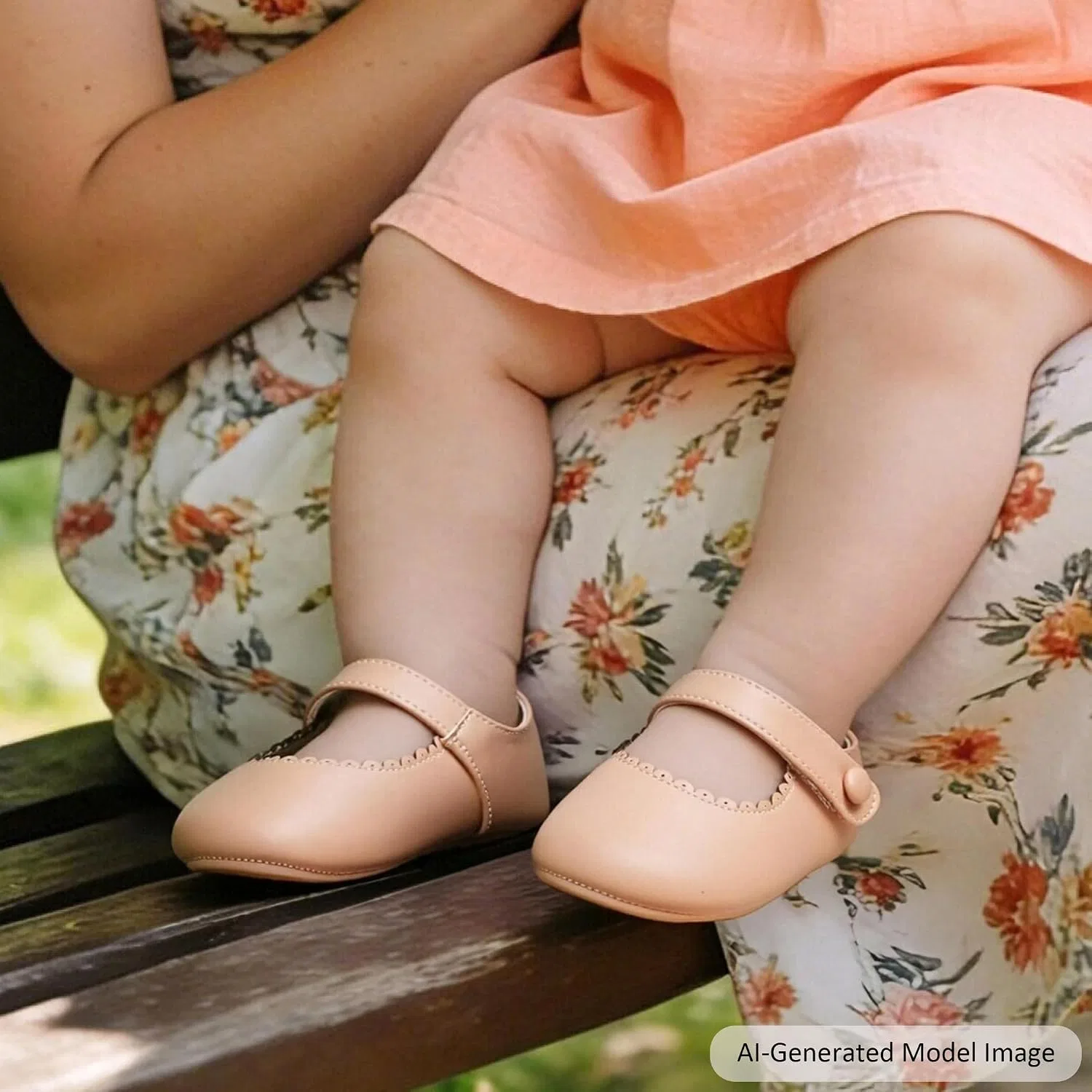 Детские туфли Мэри Джейн на мягкой подошве Moccasins Rubber Sole Crib Shoes Felix & Flora, Nude — фото 3