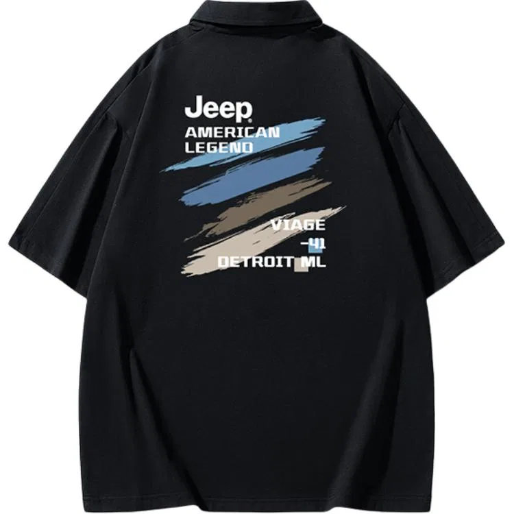 Детская футболка с воротником-поло из хлопка с эластаном Jeep, Black — фото 4