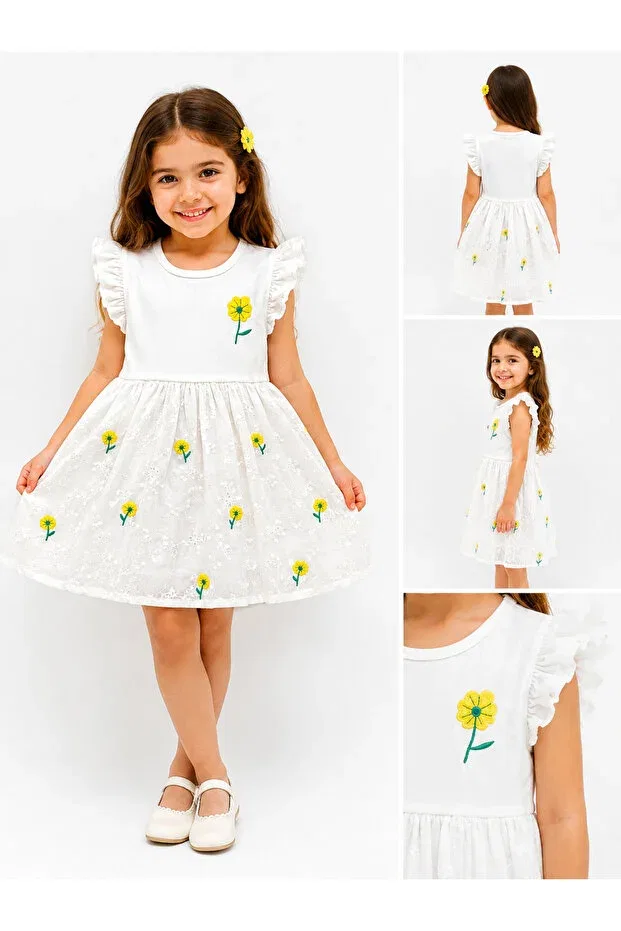 Детское платье для девочек с коротким рукавом Summer Dress Breeze Kids, Ecru