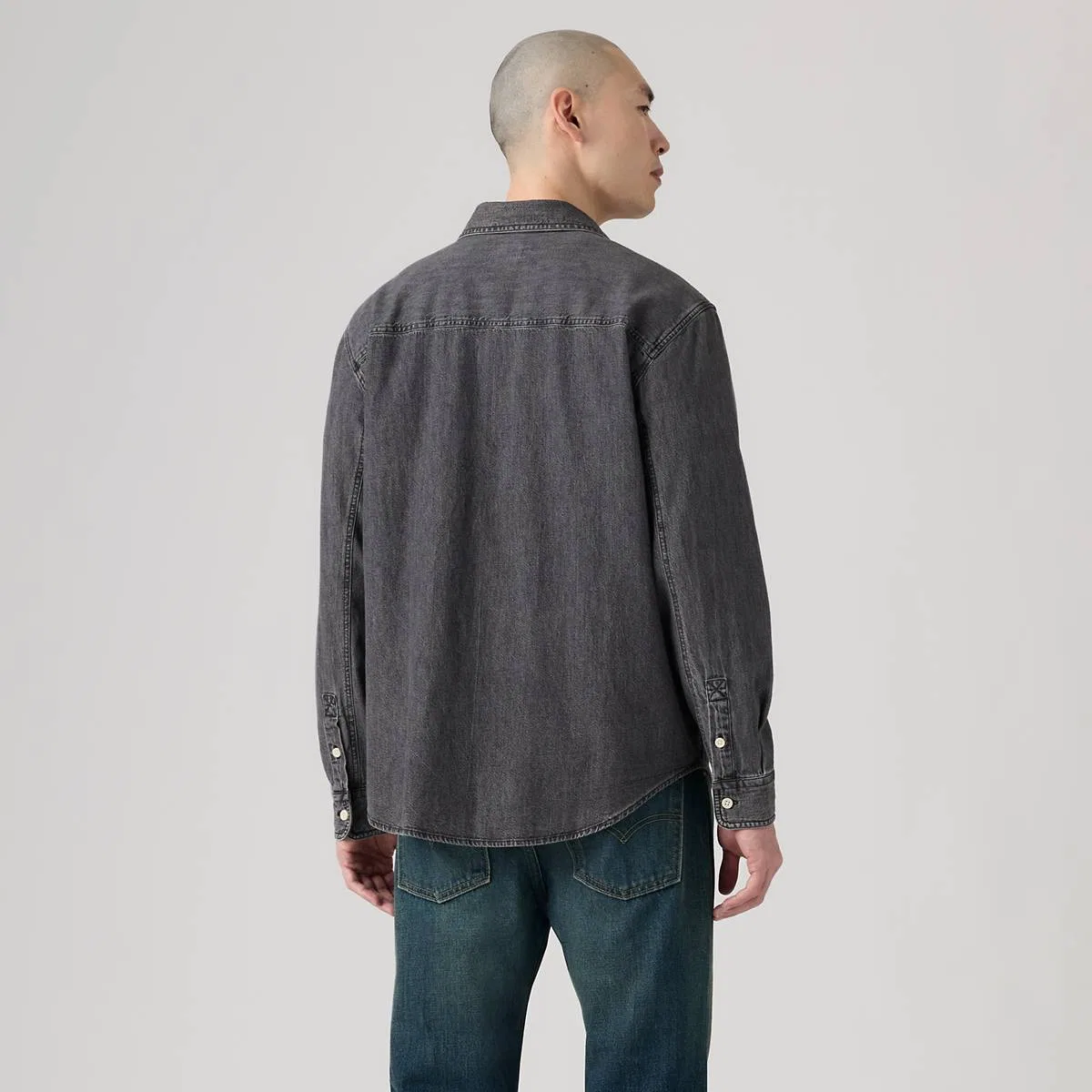 Свободная джинсовая рабочая рубашка Mariposa Levi's, Shirley Washed Black - Black — фото 4