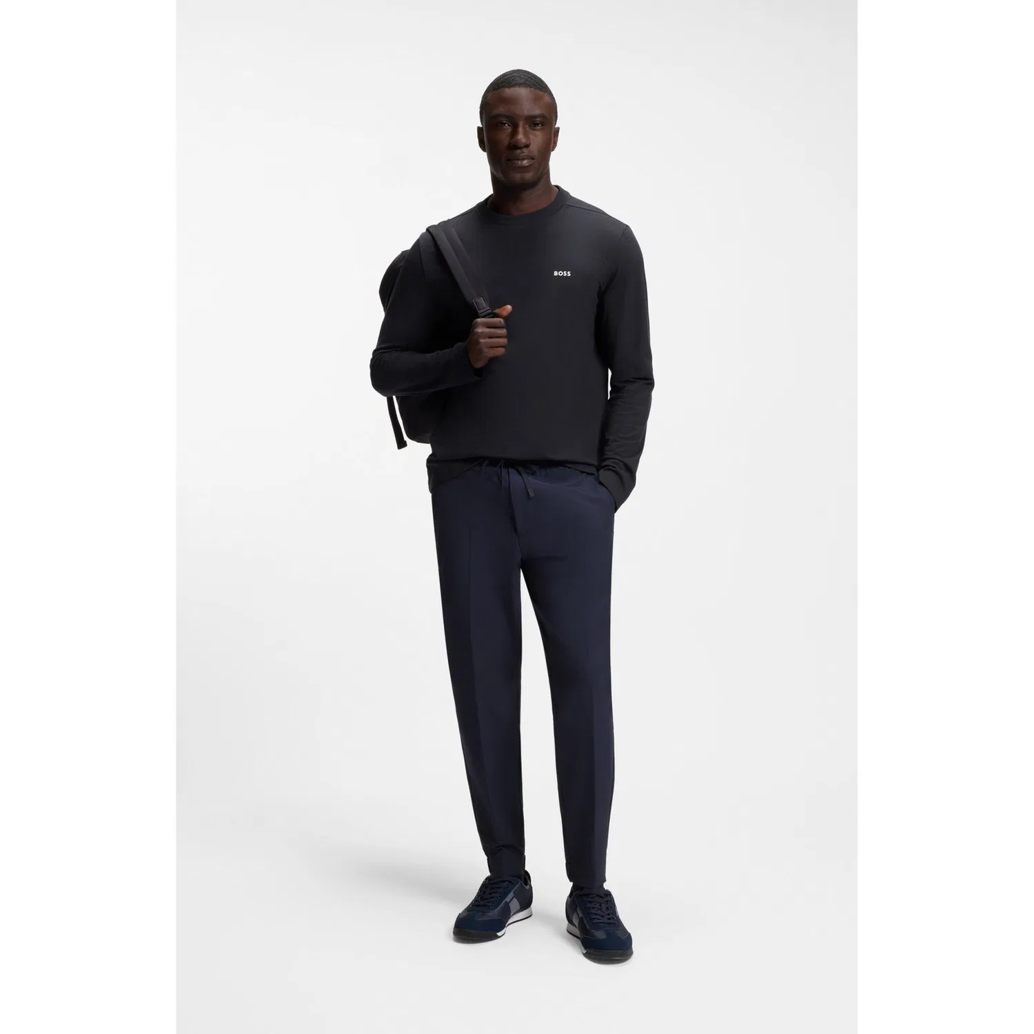 Детский лонгслив с круглым вырезом BOSS GREEN, Dark Blue — фото 3