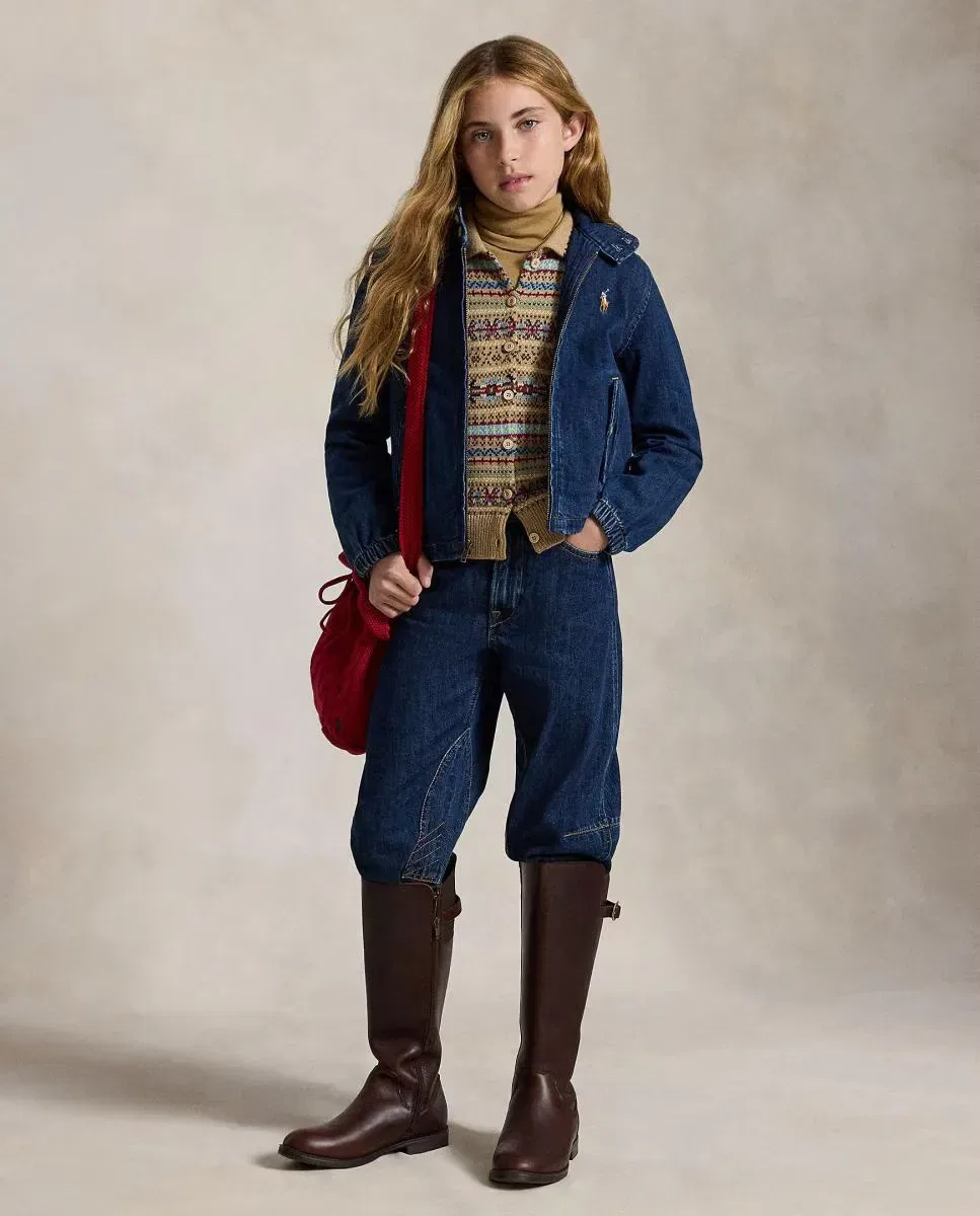 Детская джинсовая куртка для девочек с вышивкой Polo Ralph Lauren, Azul Índigo
