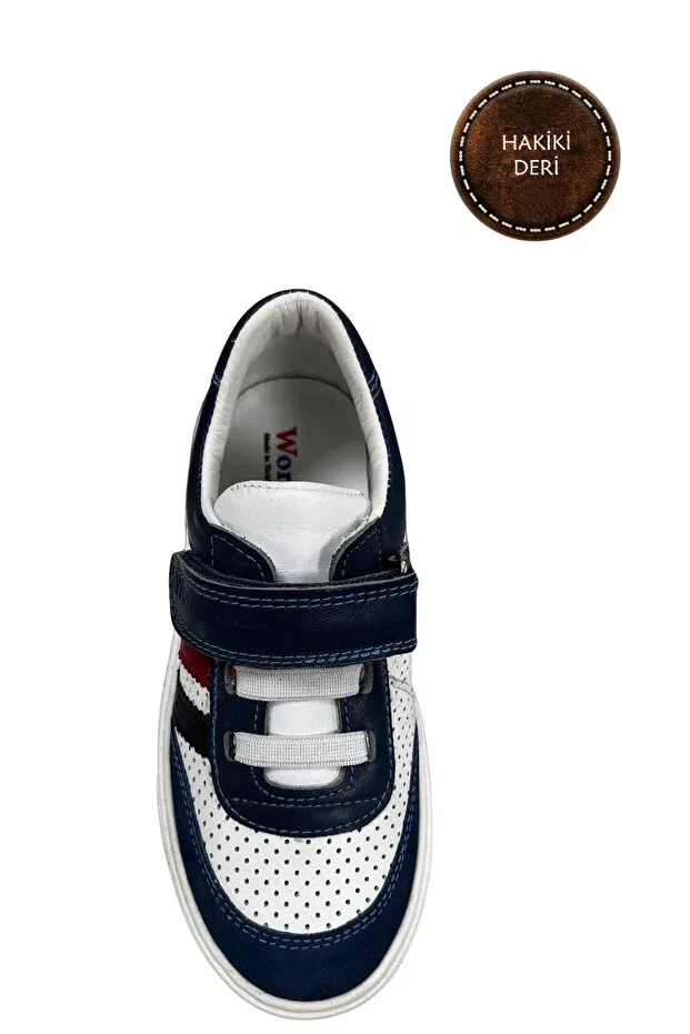 Детские туфли для девочек с ортопедической подошвой Şenler Bebe World Kids, Navy Blue-White-Black-Red — фото 2