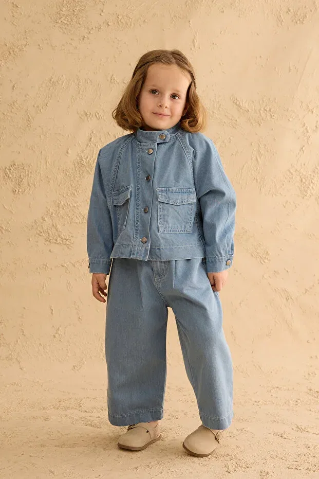 Детское джинсовое пальто-бомбер для девочек Fahhar Kids, Light Blue