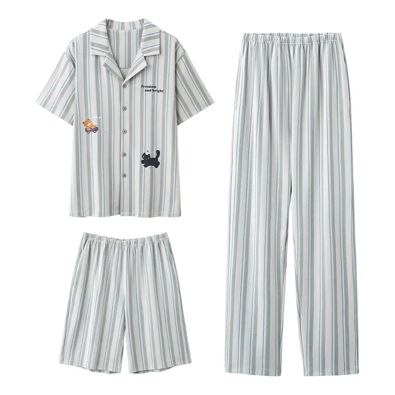 Комплект пижамный детский с коротким рукавом Men's-Gray Stripes MIIOW