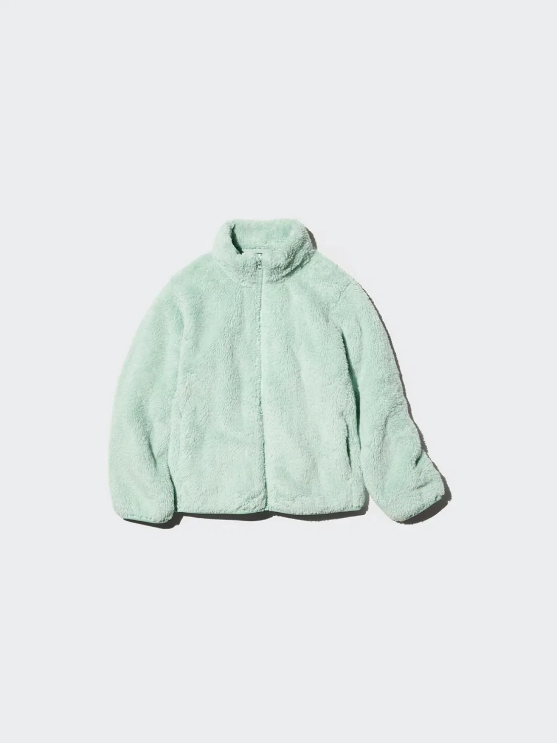 Детская куртка на молнии из длинноворсового флиса с длинным рукавом Uniqlo, светло-зеленый