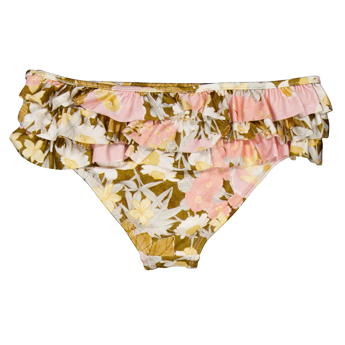 Плавки бикини с оборками Pop Frill Zimmermann, Gold/Peach Floral — фото 2