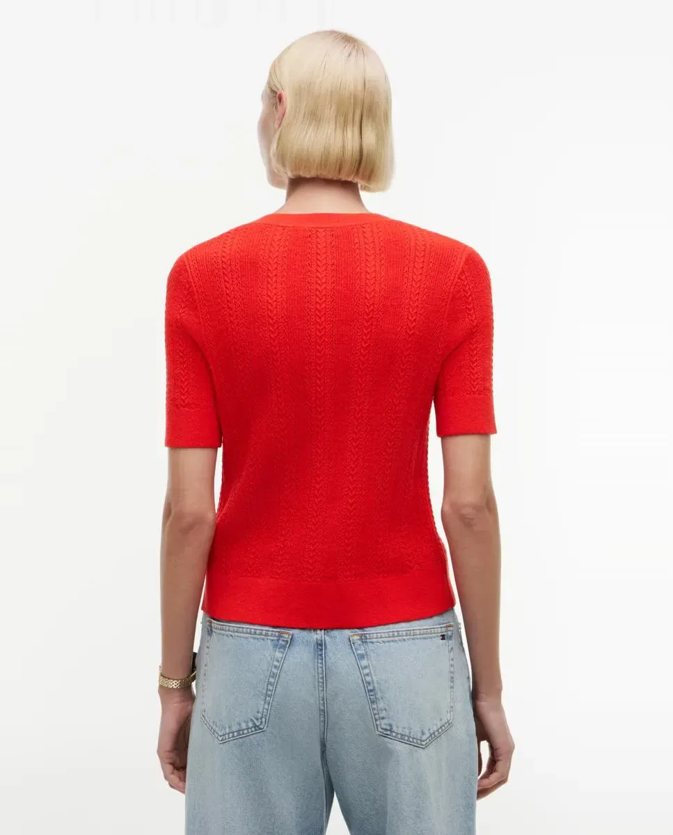 Женский кардиган из хлопка с кружевным узором Tommy Hilfiger, Красный — фото 4