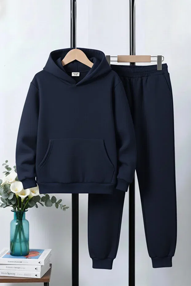 Детский спортивный костюм для мальчиков с капюшоном из флиса Fyk Kids, Black-Grey-Navy Blue — фото 4