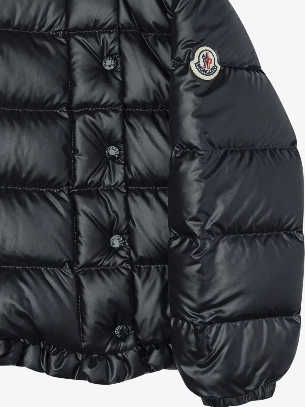 Пуховик с оборками Moncler Enfant, синий — фото 4
