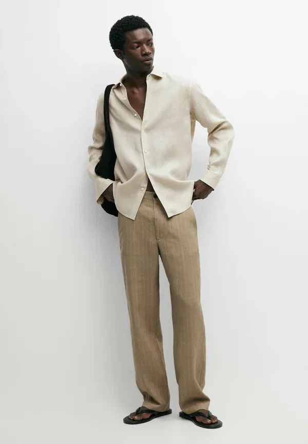 Рубашка из льна Shirt Massimo Dutti, Beige, бежевый — фото 2