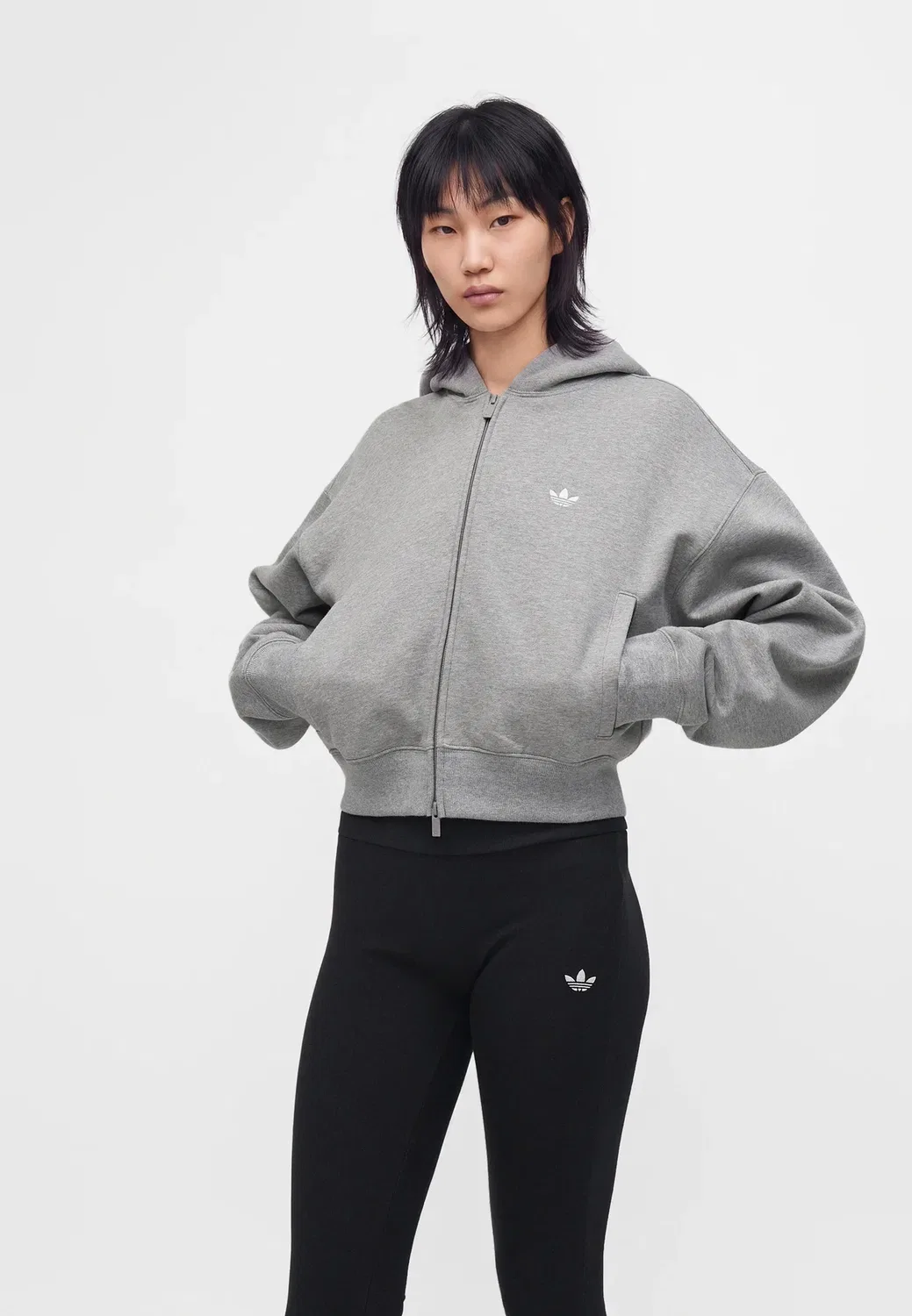 Толстовка на молнии Adidas Originals, Medium Grey Heather — фото 4