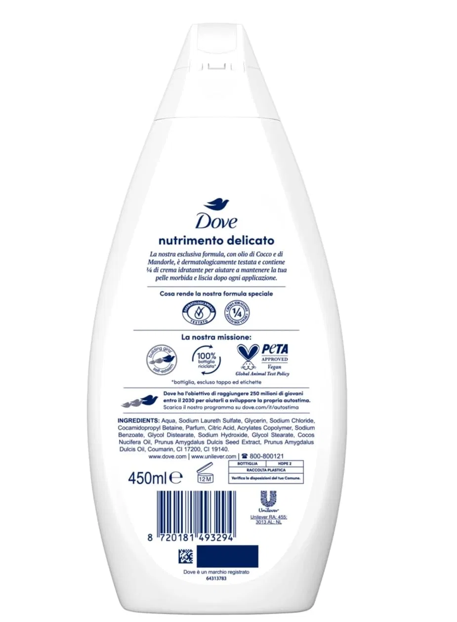 Гель для душа Delicate Nourishing, Dove, набор 6 шт., 2700 мл, Coconut — фото 2