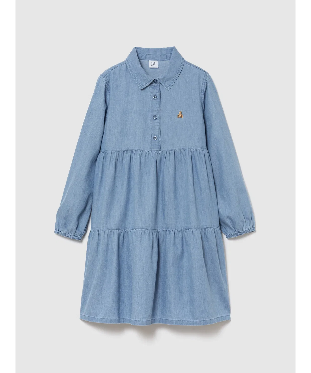 Детское платье-рубашка свободного кроя с длинным рукавом модель Chambray GAP, Blue