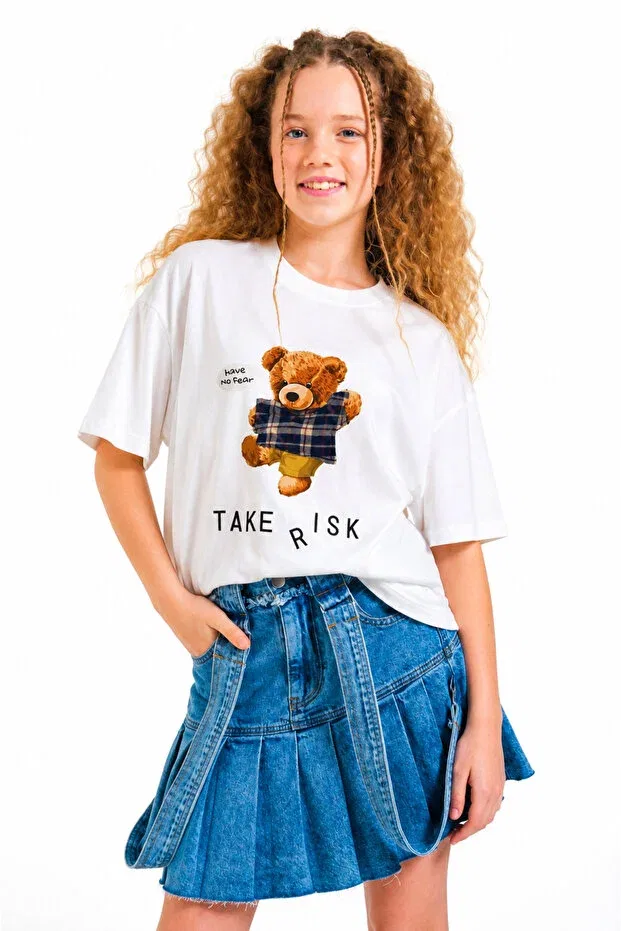 Детская футболка для девочек с принтом Teddy Bear Loco Loco, Белый