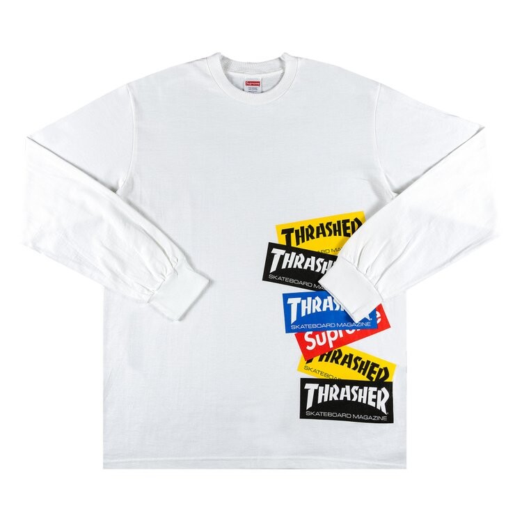 

Лонгслив Supreme x Thrasher Multi Logo Long-Sleeve Tee 'White', белый