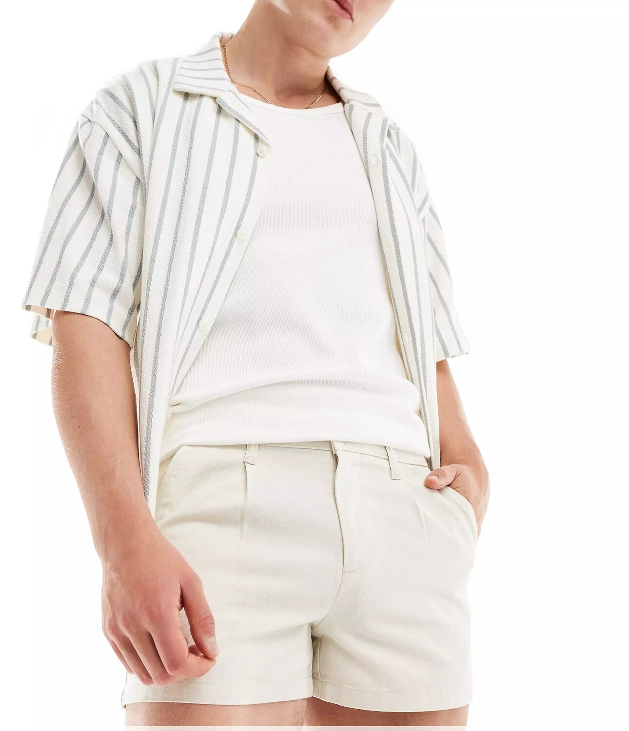 

Шорты Asos Design Pleated Chino, светло-серый