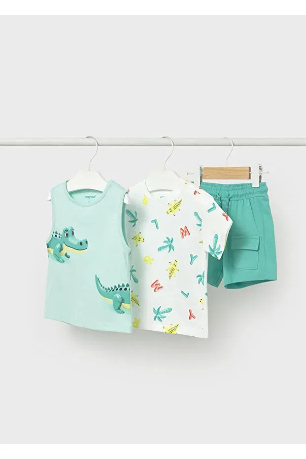 Детский комплект для мальчиков хлопковый 3-piece set Mayoral, Turquoise