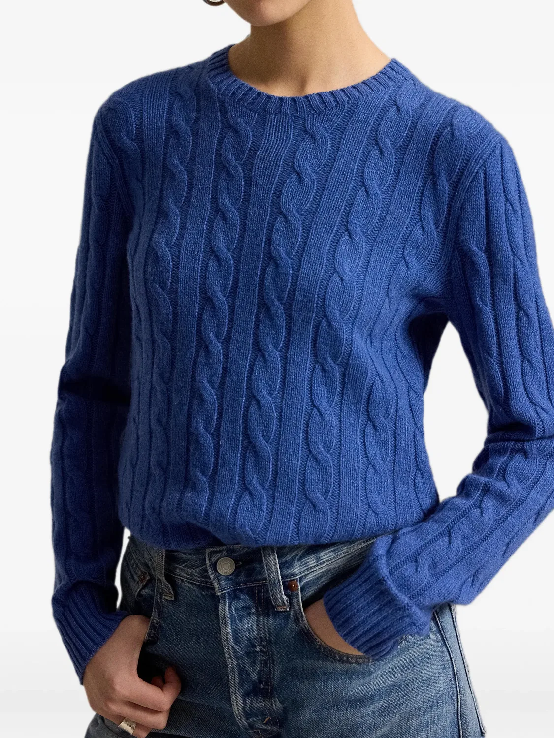 Кашемировый пуловер синего цвета Polo Ralph Lauren, синий — фото 3