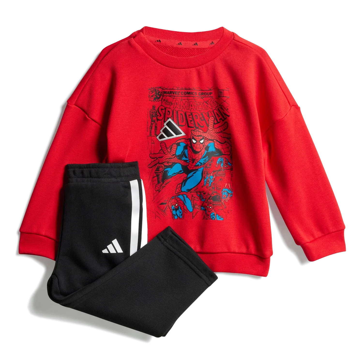Детские спортивные штаны с принтом Spider-Man Adidas, красный