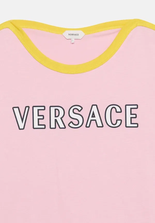 Футболка унисекс с контурным логотипом Versace, белый/синий/желтый/розовый — фото 3