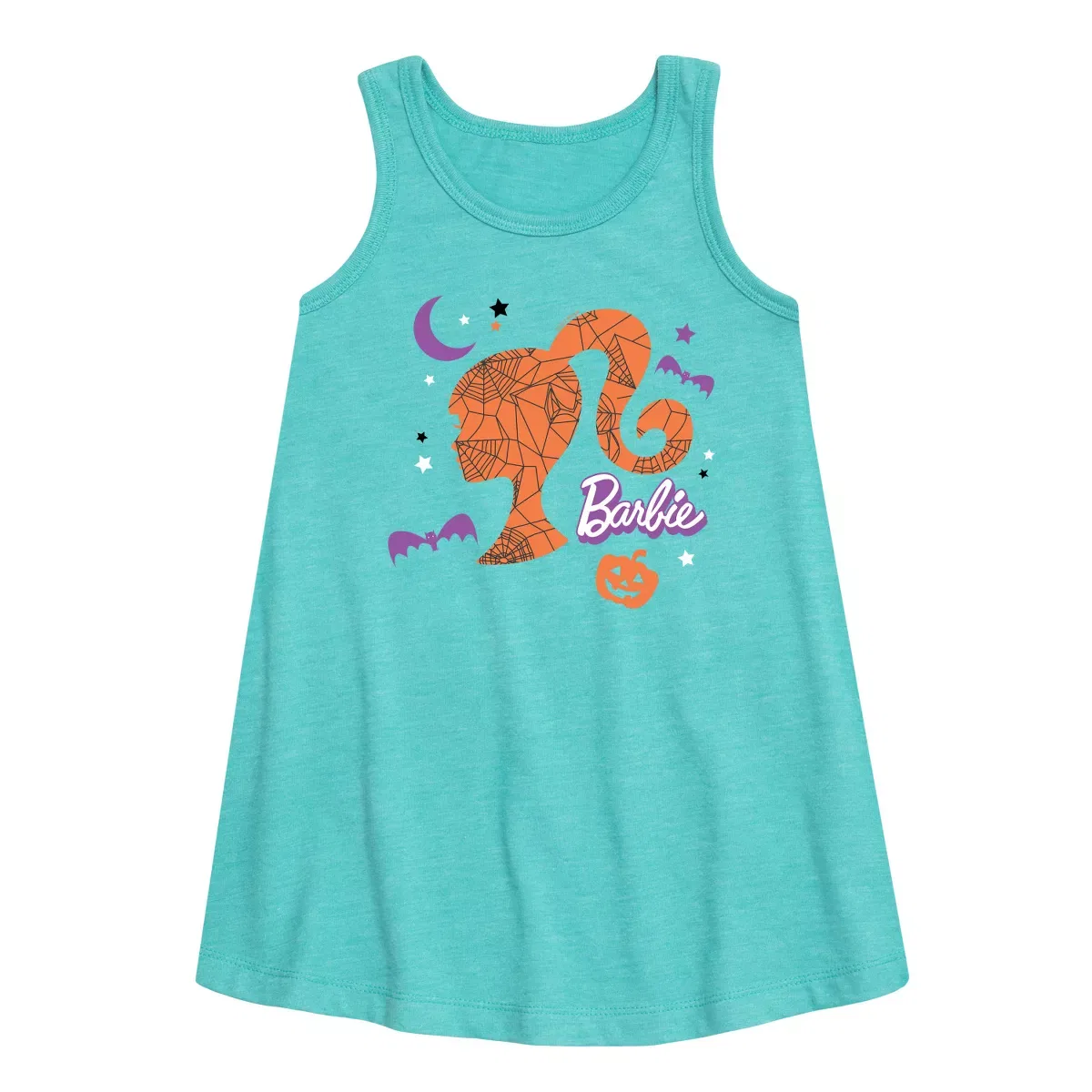 Детское платье-трапеция без рукавов с принтом Barbie Witchy Logo Barbie, Turquoise