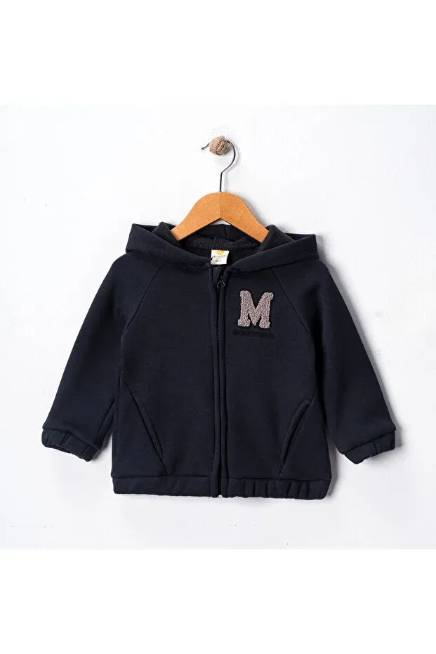 Детское вязаное худи на молнии Basics Via Girls, Black