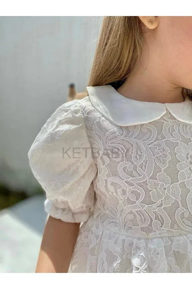 Детское платье для девочек с кружевом Party Ketbaby, White