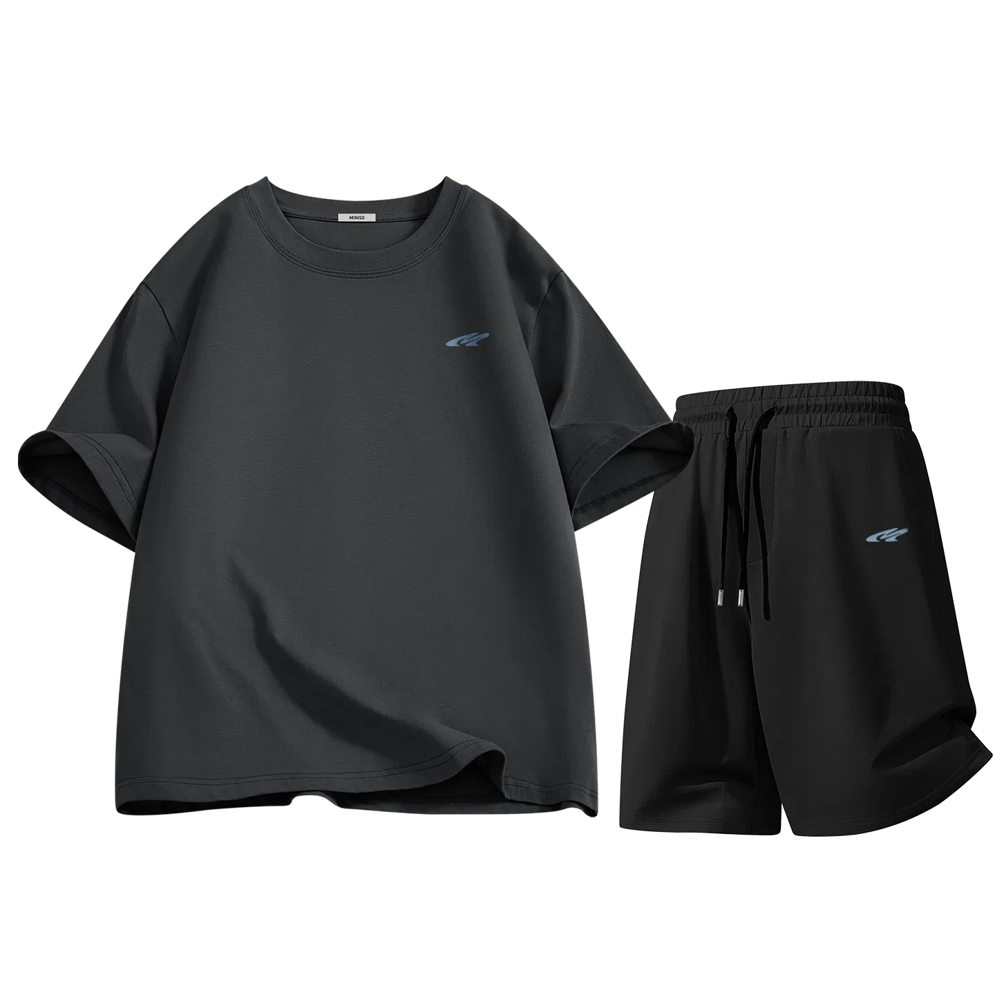 Детский спортивный костюм хлопковый Dark Gray+Black (Mb Vintage Blue Label) MINISO, Темно-Серый Черный