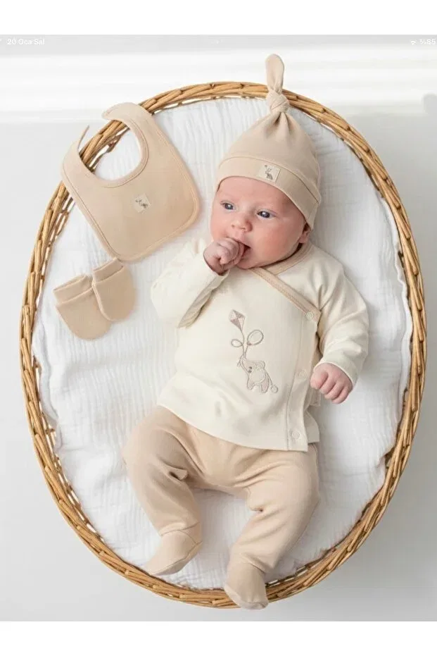 Детский комплект боди для мальчиков хлопковый Basics Cherub Baby, Beige — фото 2