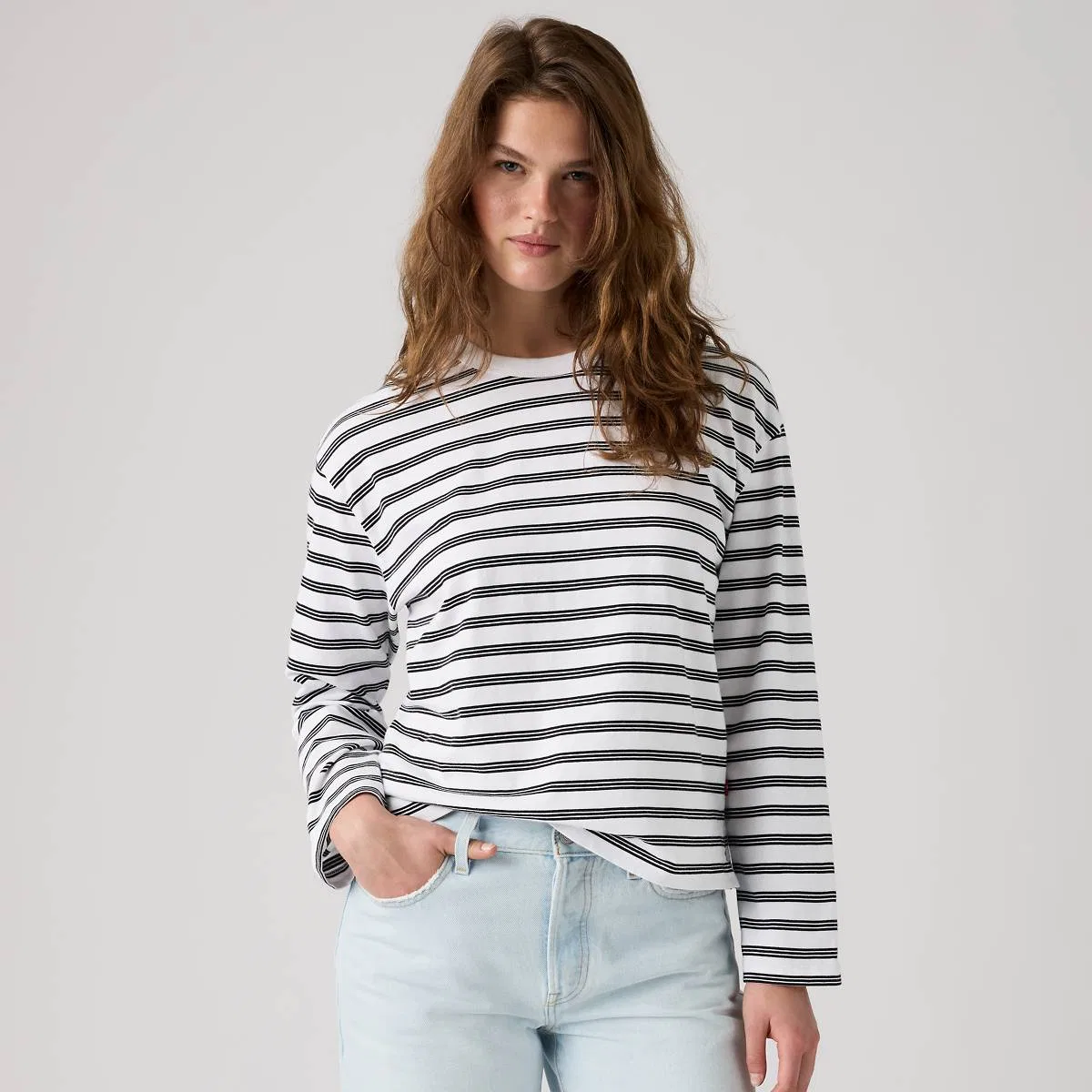 Винтажная футболка с длинными рукавами Levi's, Paloma Stripe Bright White - White