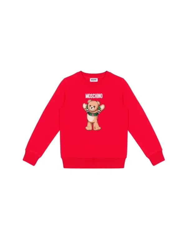 Свитшот с логотипом Teddy, Moschino Kids, красный