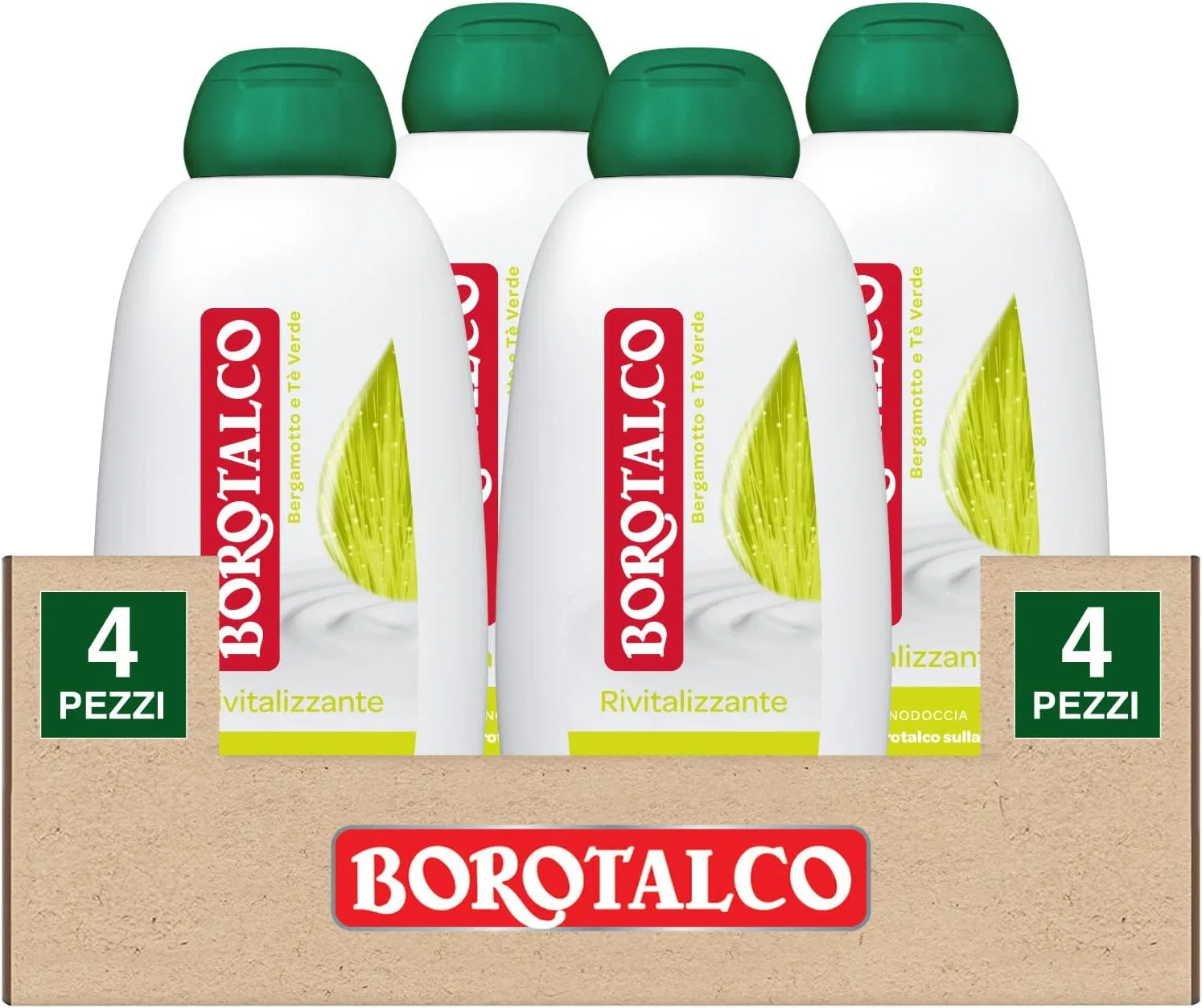Гель для душа Bergamot and Green Tea, Borotalco, 4 x 600 мл