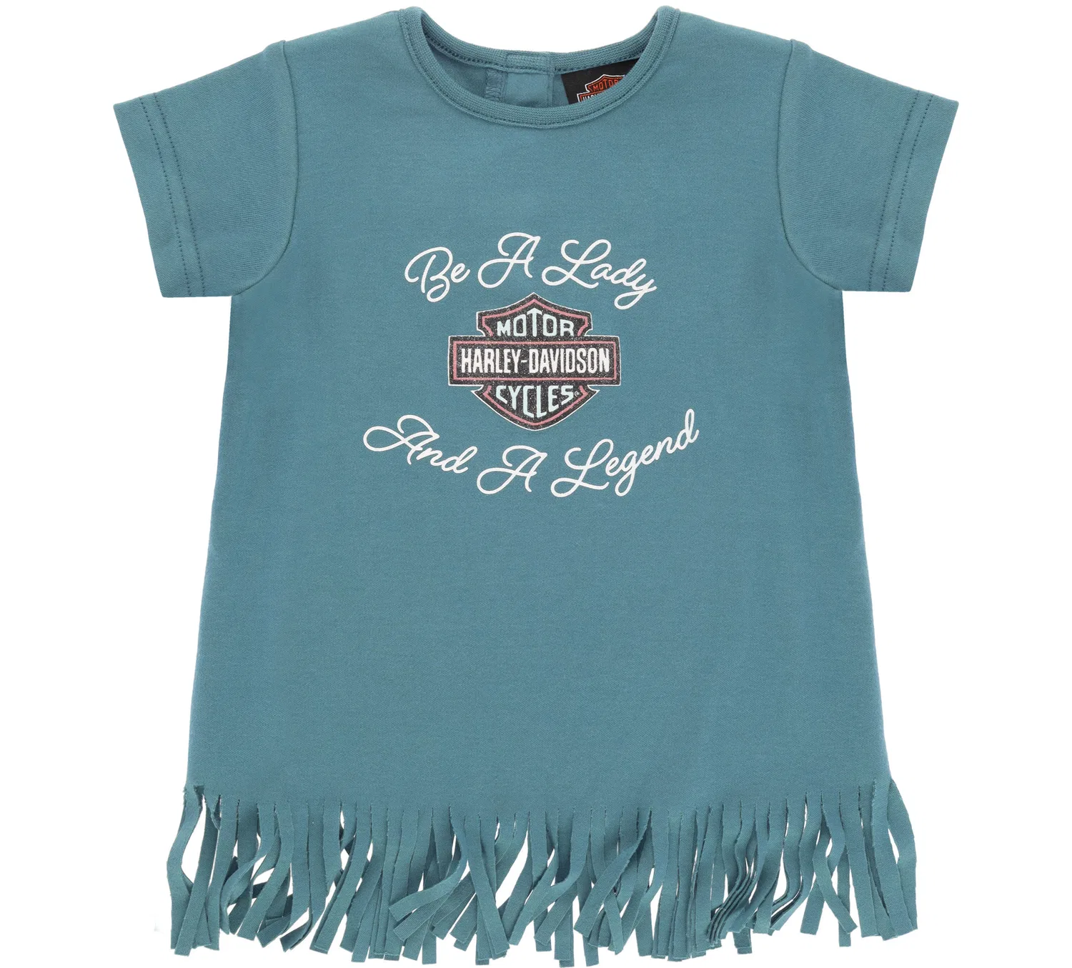 Детское платье с принтом A-Line Be a Lady And a Legend Harley Davidson, Rustic Teal