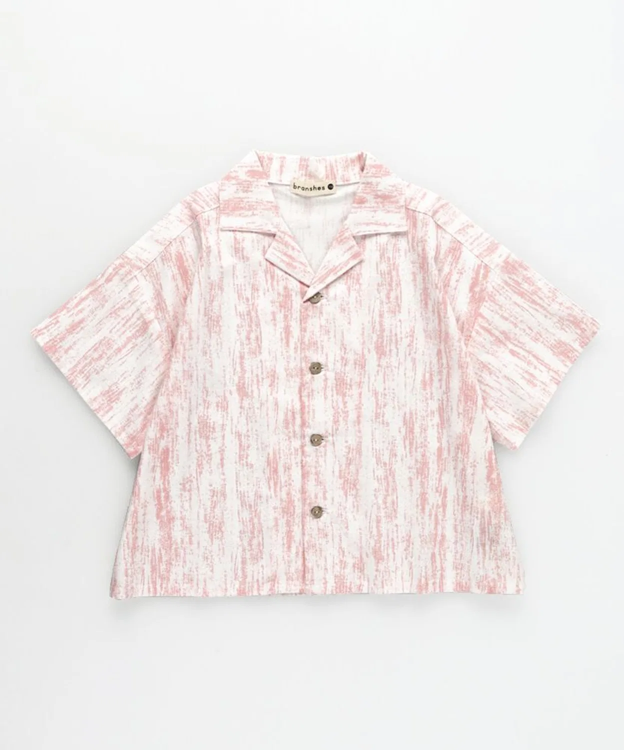 Детская рубашка с коротким рукавом с тай-дай принтом, модель Tyedye, branshes, Pink — фото 2