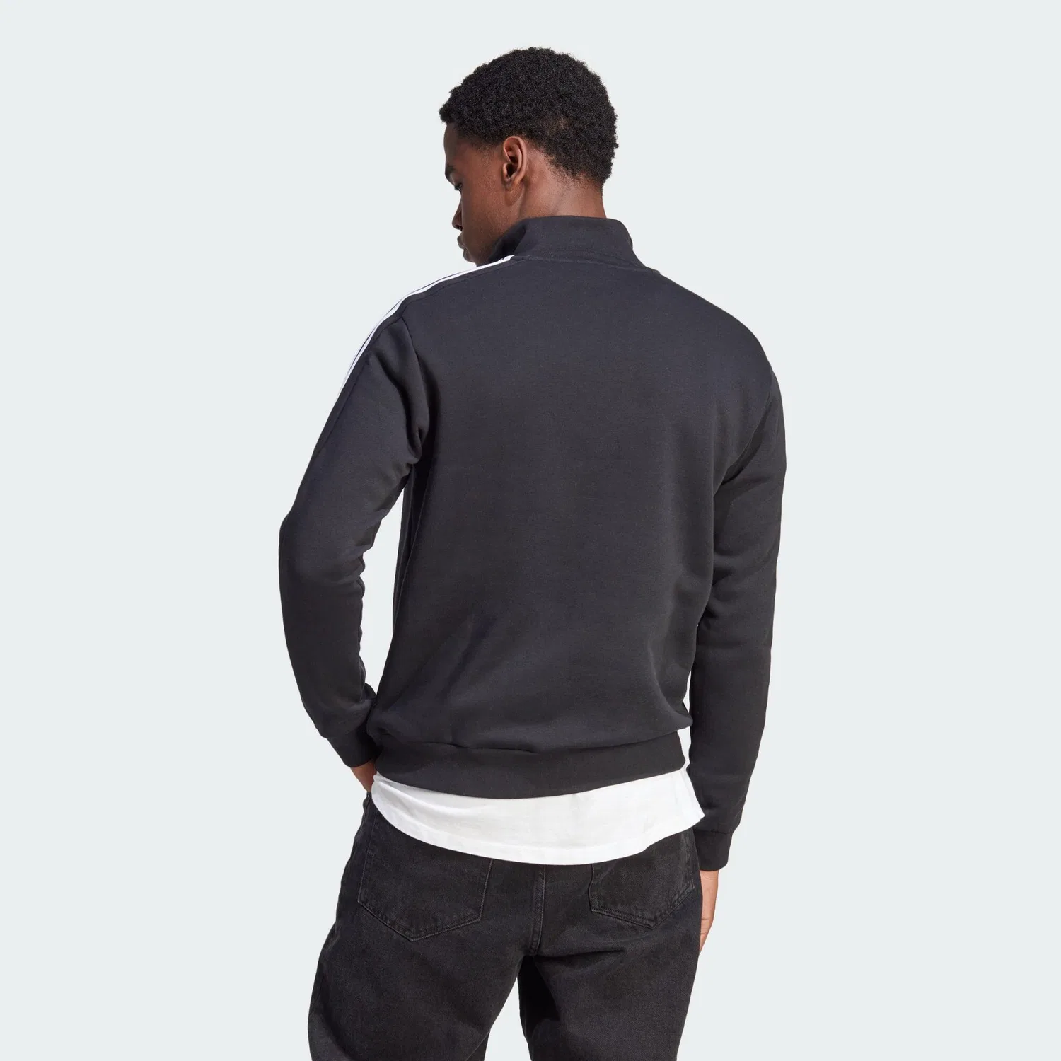 Мужской свитшот с длинным рукавом Essentials 3-Streifen 1/4-Zip Adidas, Schwarz — фото 3