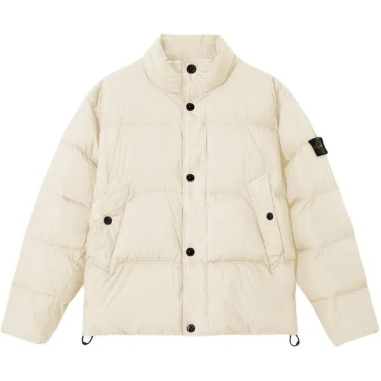 Мужская куртка пуховик с воротником-стойкой STONE ISLAND, Ivory White