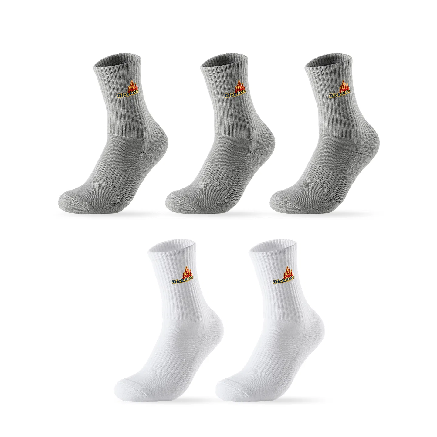 Детские носки с плотным хлопком, набор из 5 пар, Dickies, Gray 3+White 2