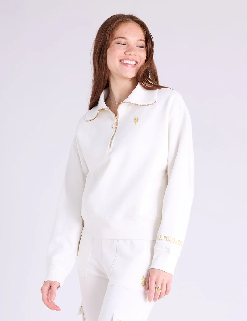 

Пуловер U.S. Polo Assn Quarter Zip Metallic Embroidered, белый