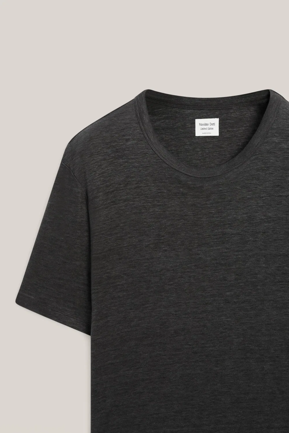 Футболка с коротким рукавом из 100% льна - ограниченная серия Massimo Dutti, Lead — фото 4