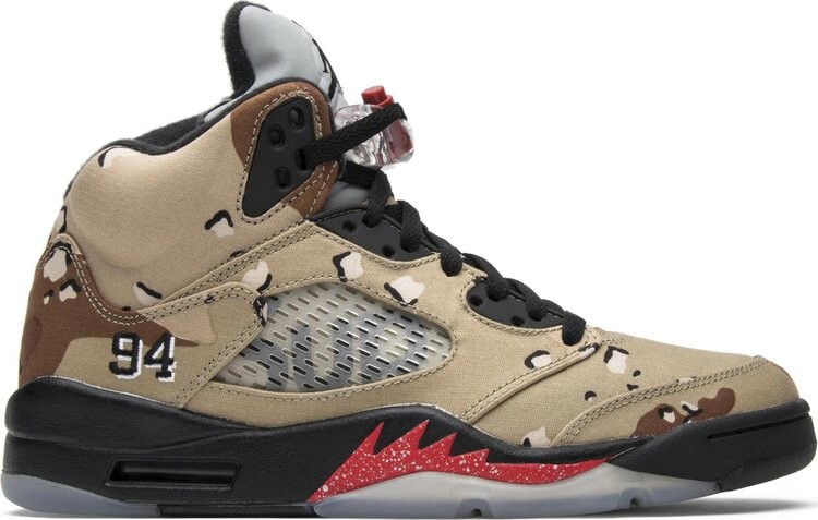 

Кроссовки Supreme x Air Jordan 5 Retro Desert Camo, разноцветный