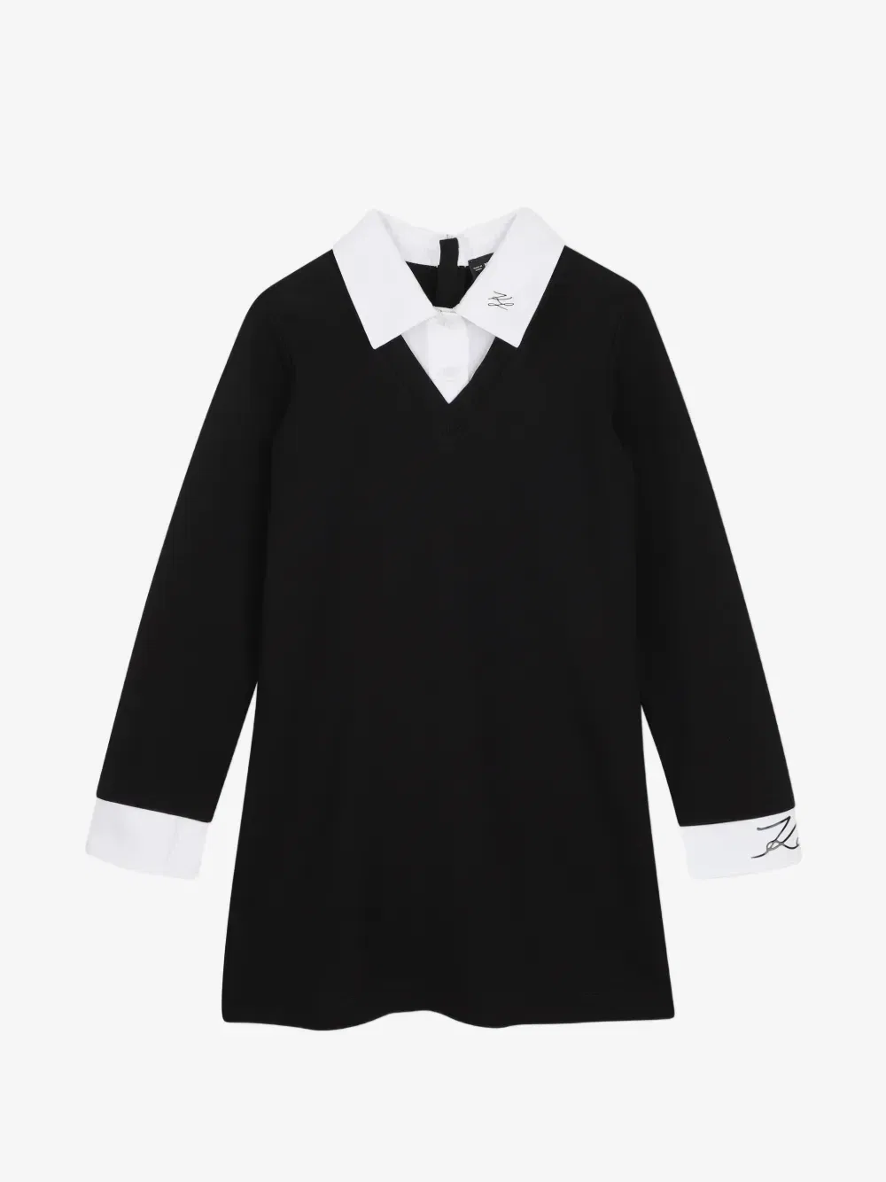 Платье с длинными рукавами и контрастным воротником Karl Lagerfeld Kids, черный