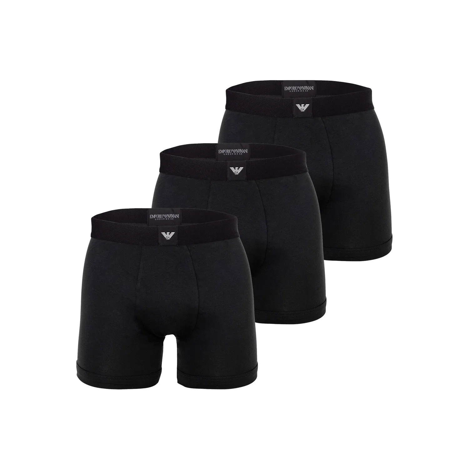 Мужские боксеры длинные из хлопка с эластаном Emporio Armani, Black