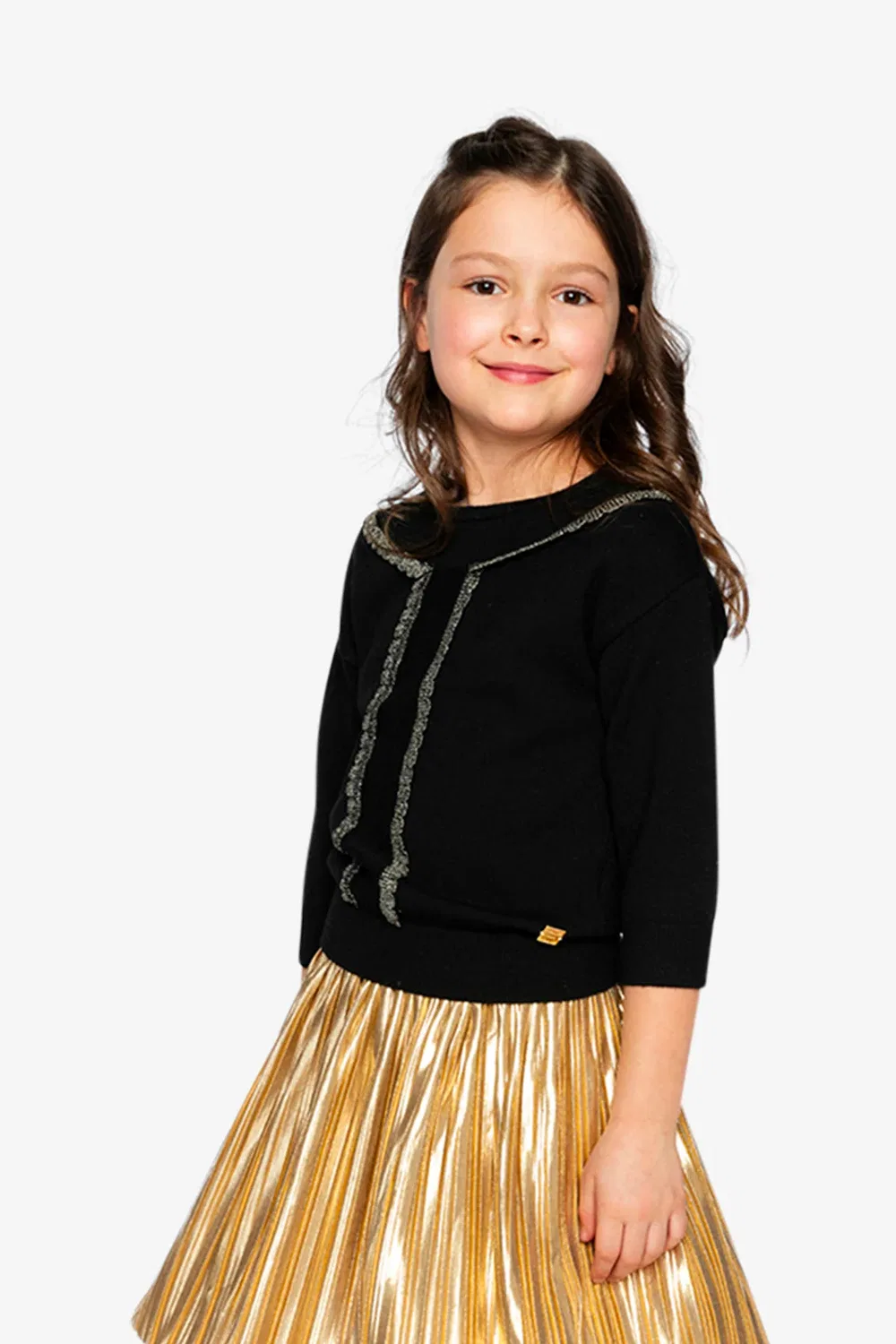 Детский свитер с длинным рукавом Chic Occasionwear Deux par Deux, Black and Gold
