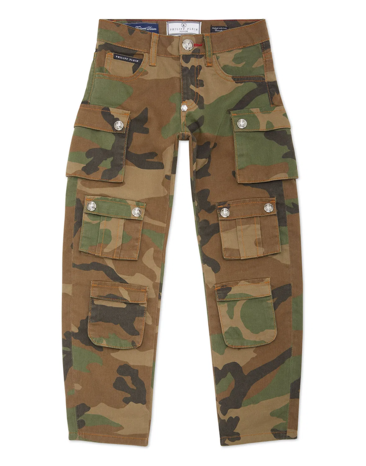 Детские брюки карго с принтом Camouflage PHILIPP PLEIN, Camouflage