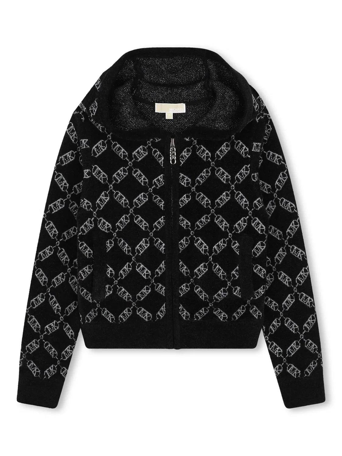 Кардиган с капюшоном и жаккардовым логотипом Michael Kors, черный