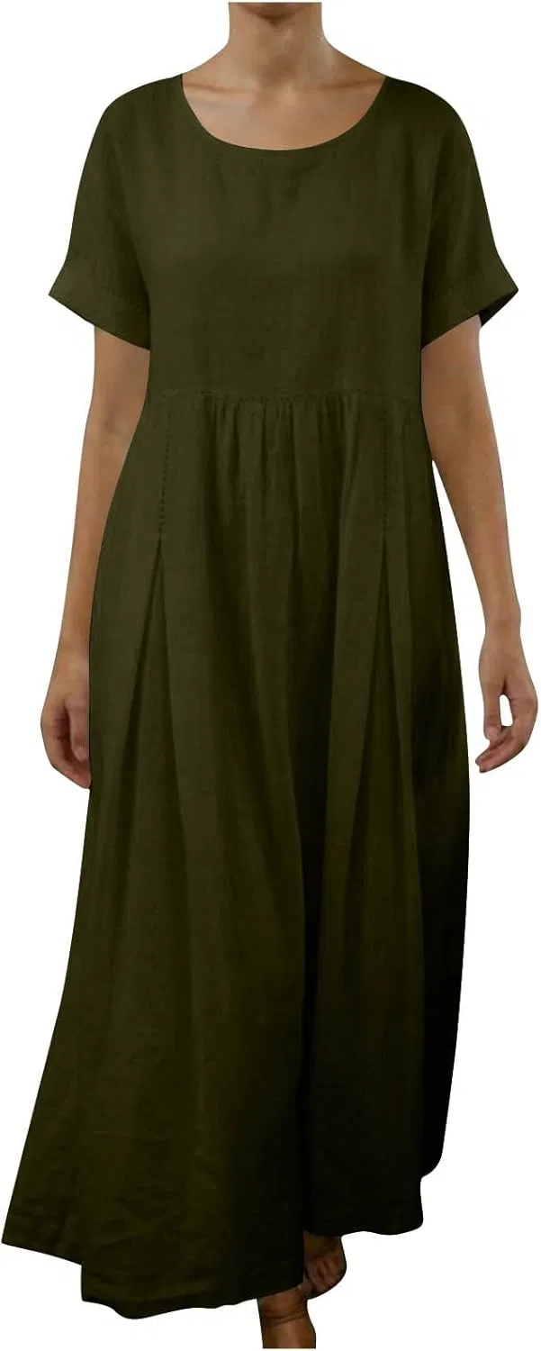 Женское платье миди свободного кроя с капюшоном, Army Green