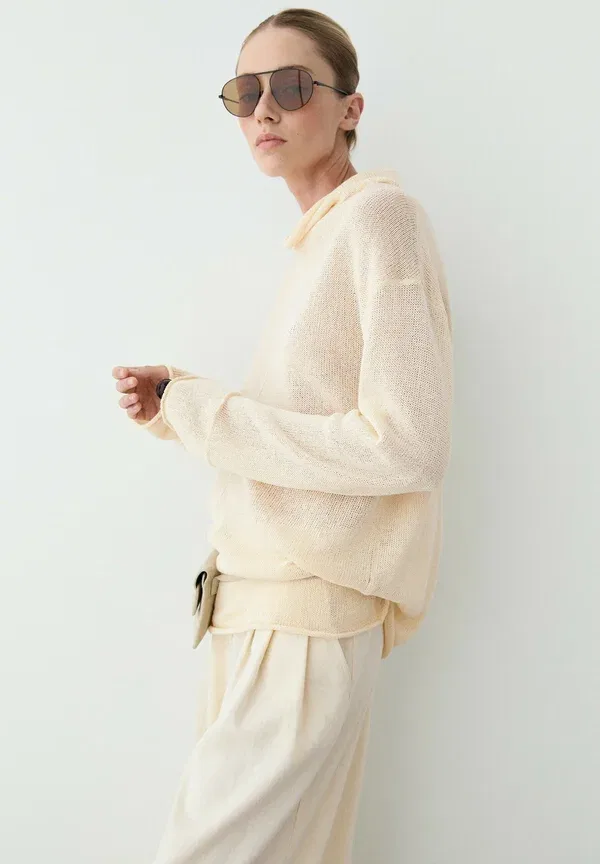 Джемпер трикотажный Jumper Massimo Dutti, бежевый — фото 3